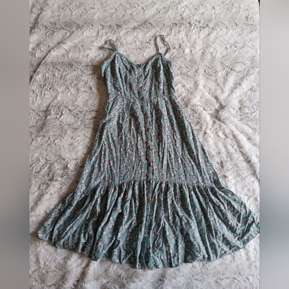 Mimi Chica Green Maxi Sundress with Spaghetti Straps